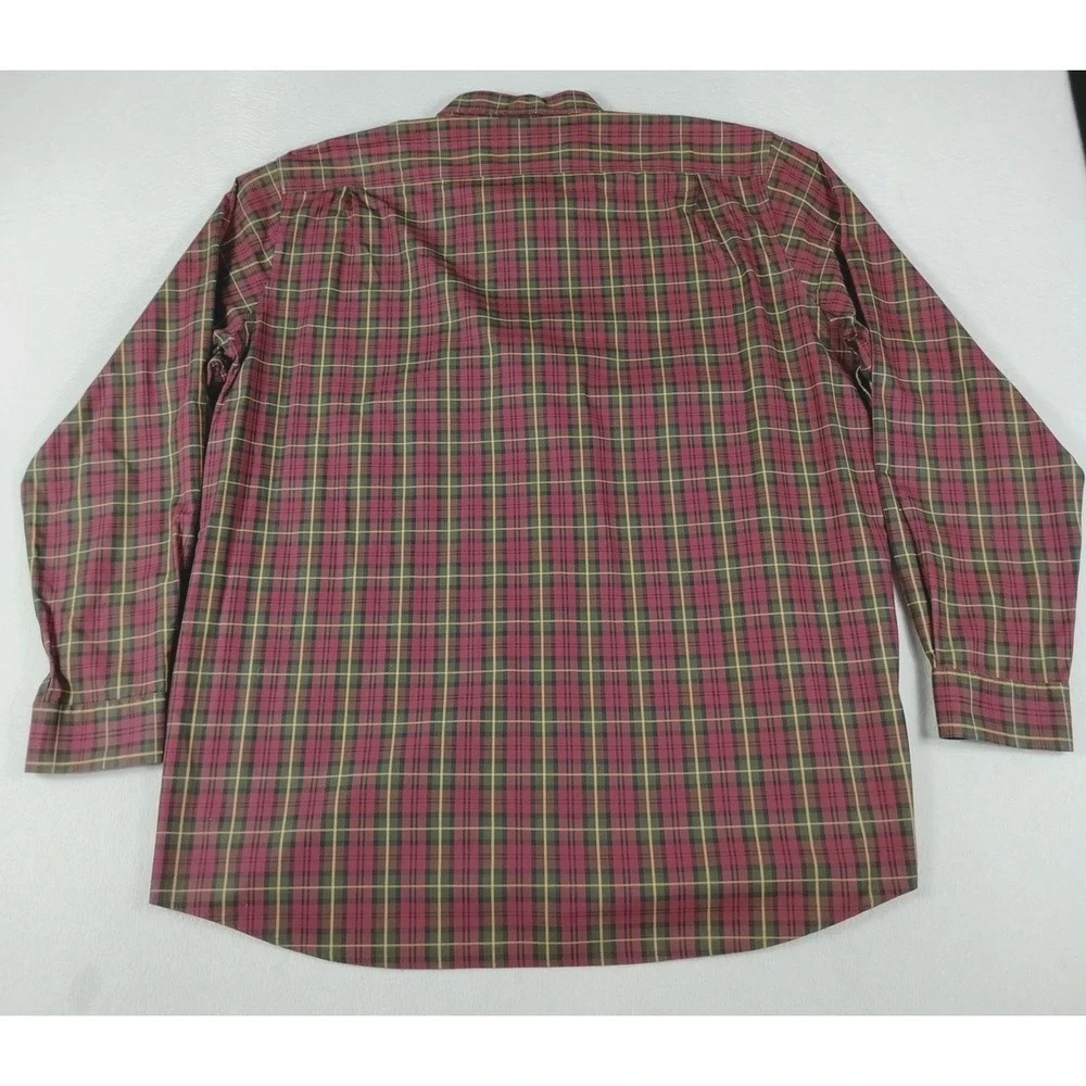 L.L.Bean Kennebunk Sport Shirt Mens XL Red Green Plaid Long Sleeve Office Casual